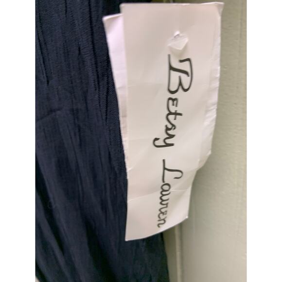 Betsy Lauren Womens Solid Black Midi Dress Short Sleeve Accent Buttons Size 13 - Picture 4 of 7